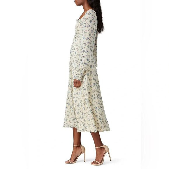 RTR Sweet Baby Jamie Floral Flowy Midi Dress Prairie Cottagecore Boho Garden SzS - Picture 3 of 13